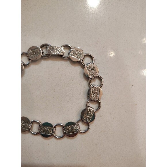Vintage SARAH COVENTRY COV Silver Tone Link Bracelet 7” Etched Floral - Picture 4 of 6